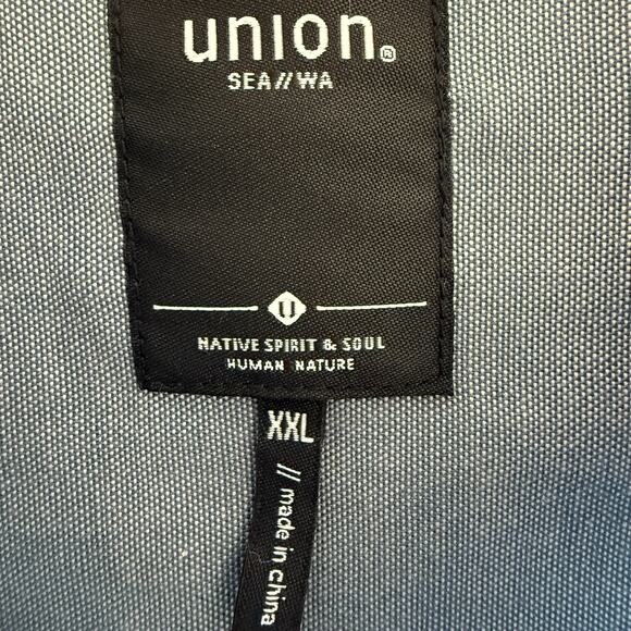 NWT Union Mens Blue XXL Short Sleeve Button Down Shirt Leisure Casual Office - Picture 3 of 14